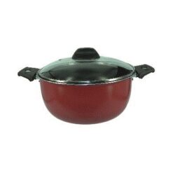 Cacerola 24 cms asas y tapa de vidrio Cheff-flon- Rojo