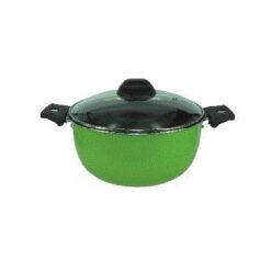 Cacerola verde 20 cms con asas y tapa de vidrio Cheff-flon